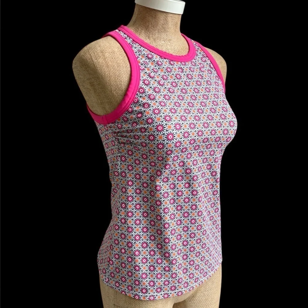 Lands' End  UPF 50 Geo Print High Neck Tankini Top XS NWT